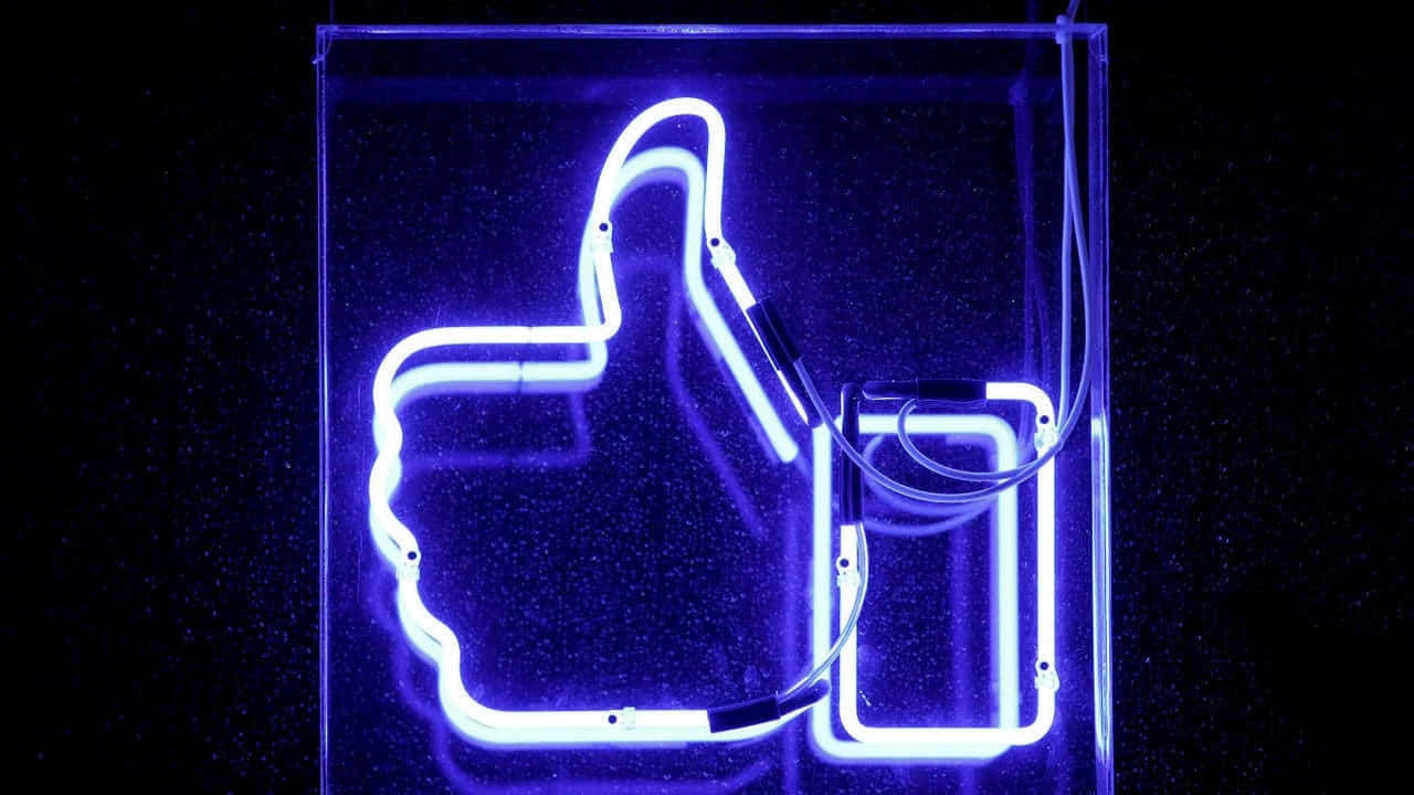 Electric Blue Neon Thumbs Up Wallpaper