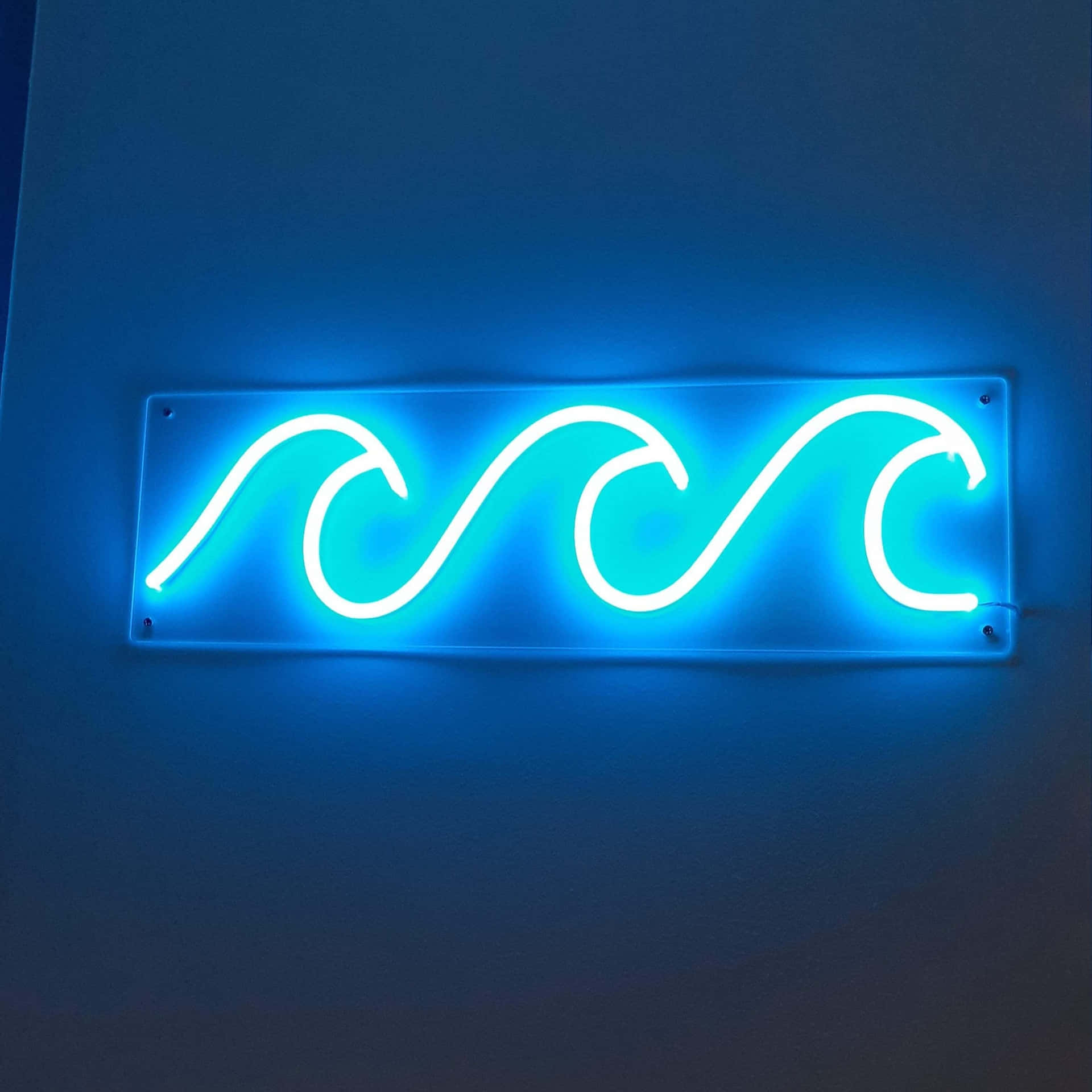 Electric Blue Neon Wave Sign Wallpaper