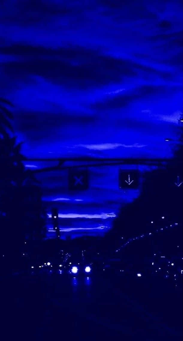 Electric Blue Night Skyline Wallpaper