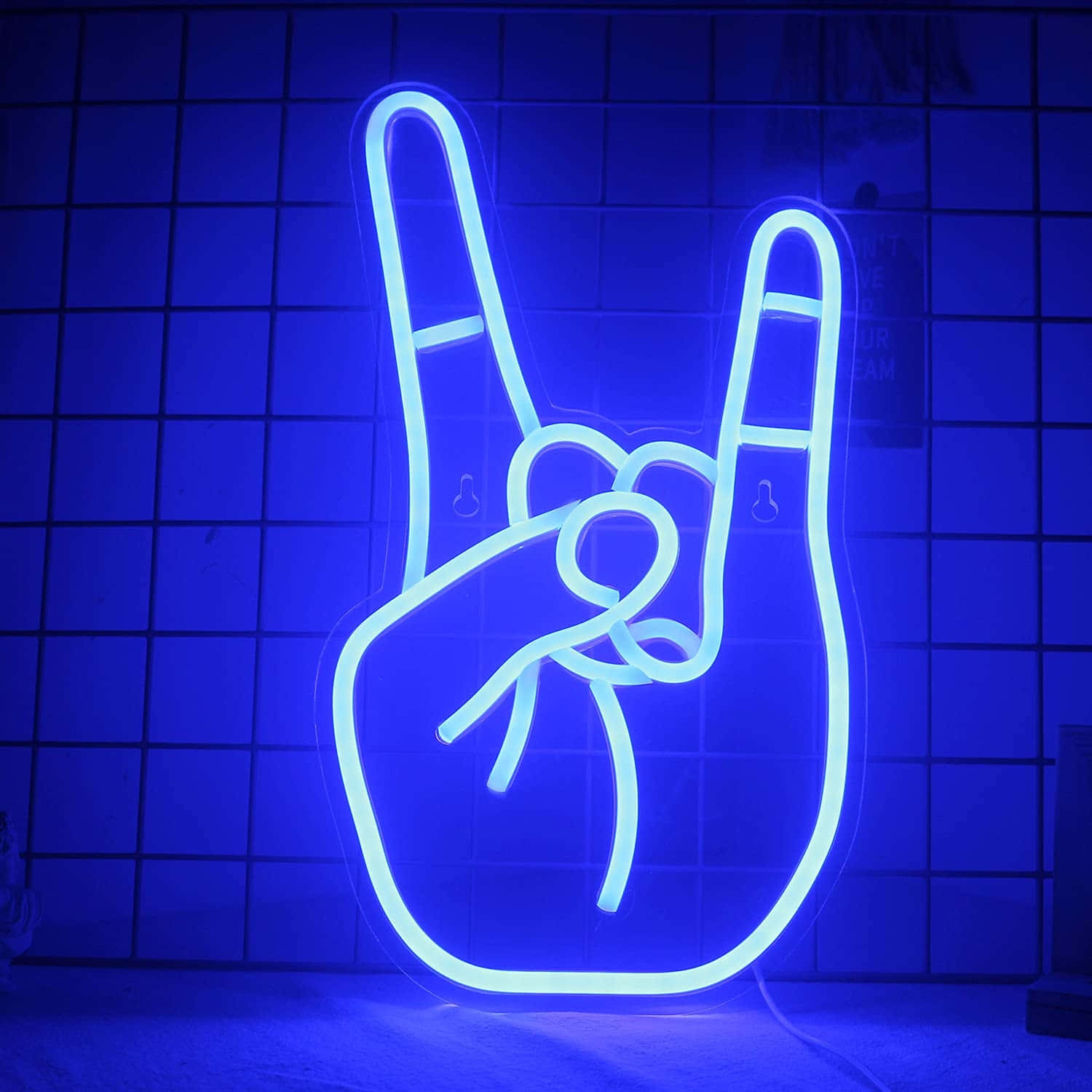 Electric Blue Peace Sign Neon Light Wallpaper
