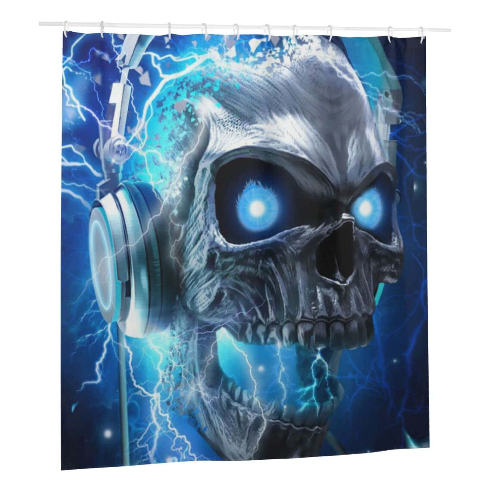 Electric_ Blue_ Skull_with_ Headphones Wallpaper