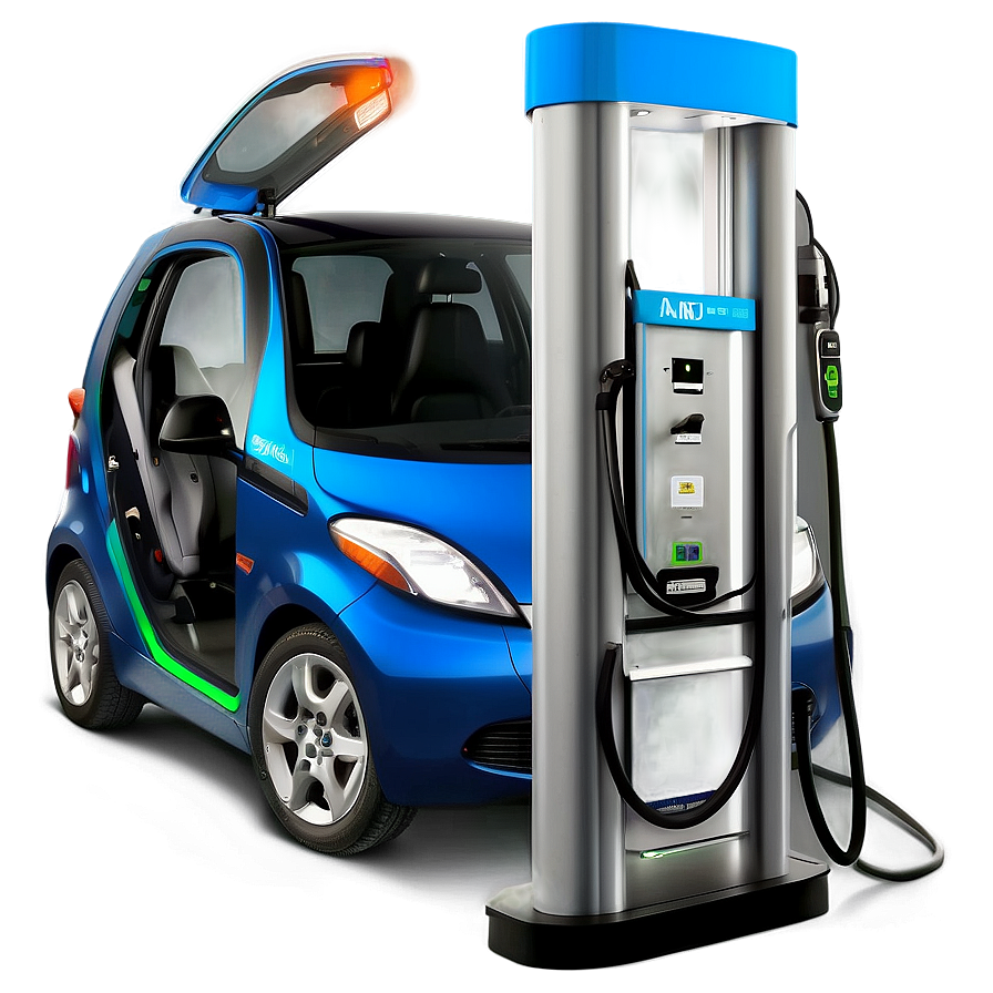 Electric Car At Charging Point Png 06262024 PNG