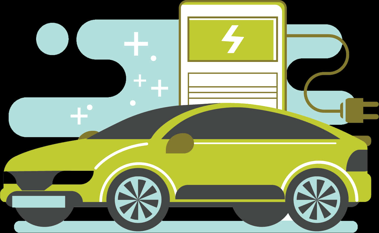 Electric Car Charging Vector Illustration PNG