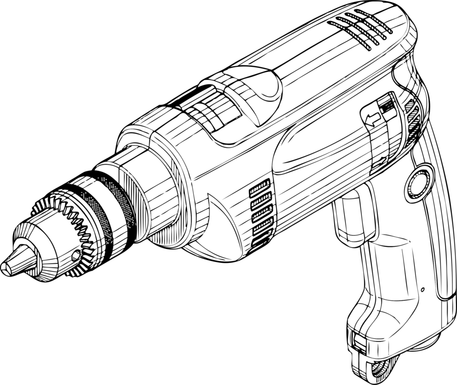 Electric Drill Line Art PNG