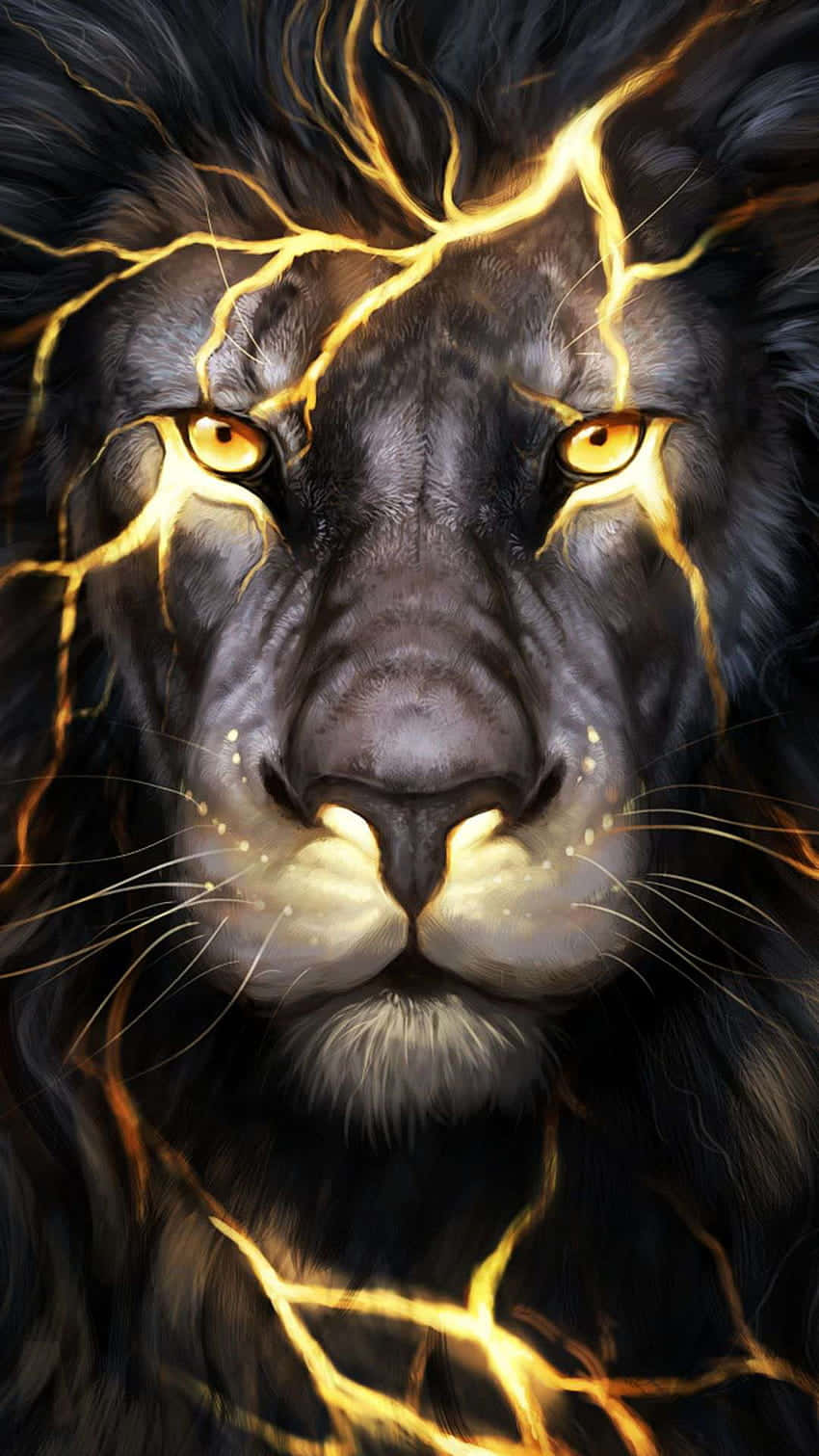 Electric Fury Lion Art Wallpaper