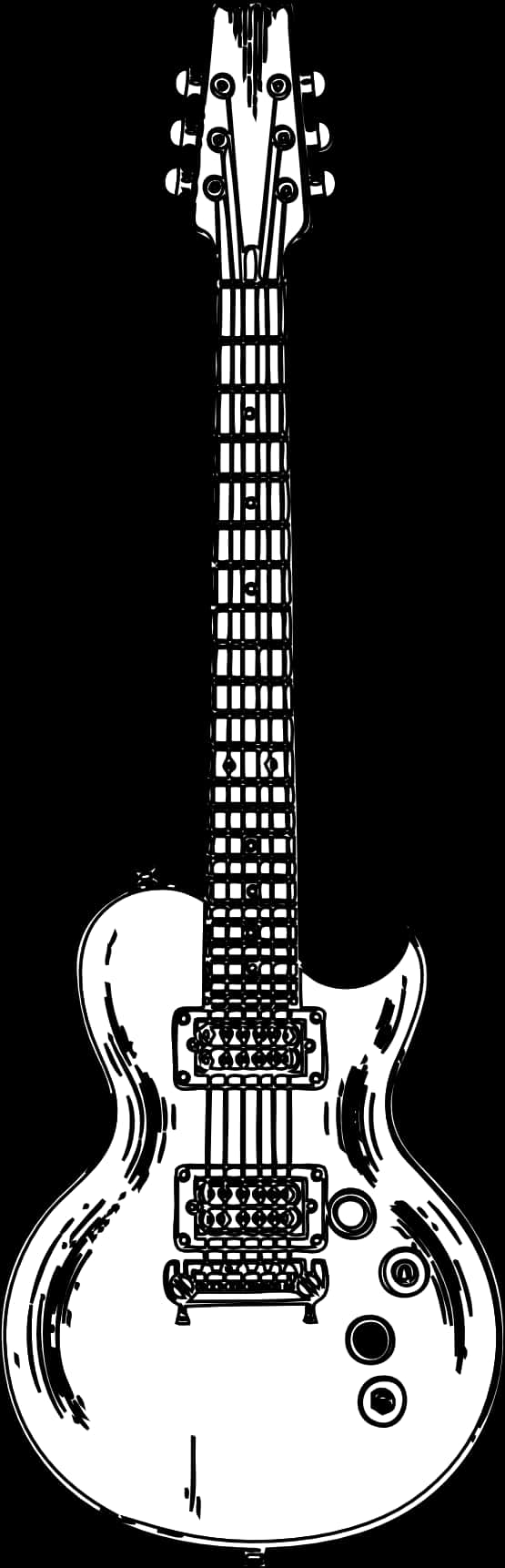 Electric Guitar Black White Illustration PNG