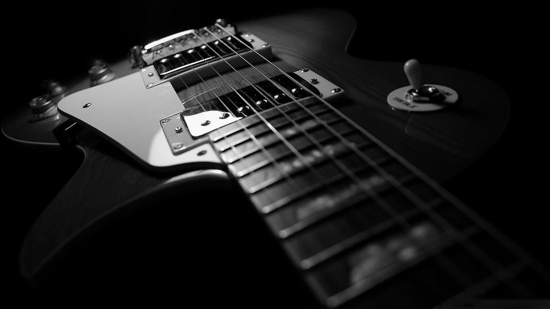 Electric Guitar Closeup Blackand White Wallpaper