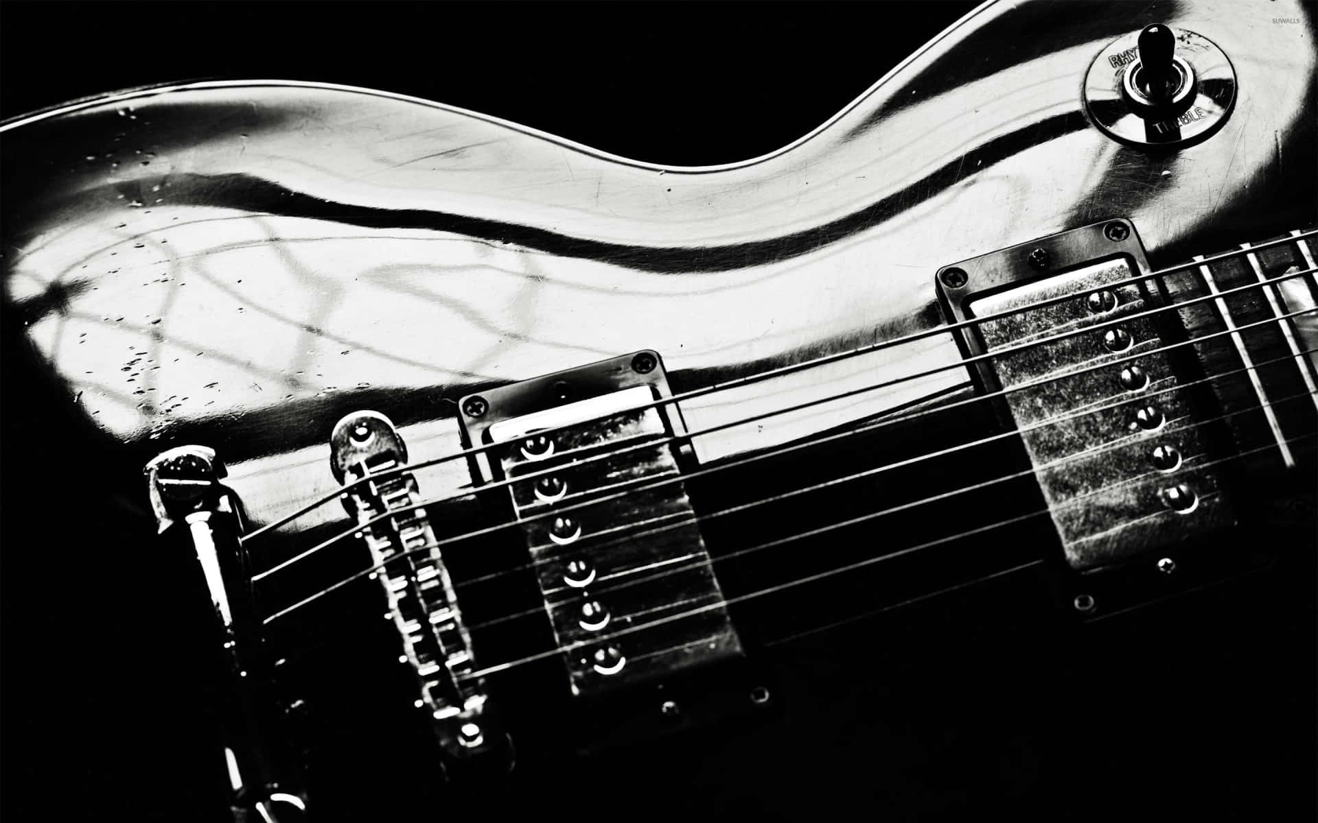 Electric Guitar Closeup Monochrome Wallpaper