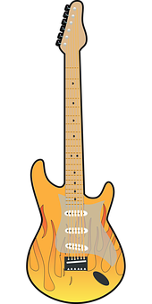 Electric Guitar Flame Design PNG