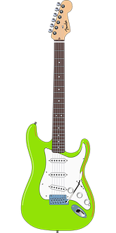 Electric Guitar Green Body White Pickguard PNG