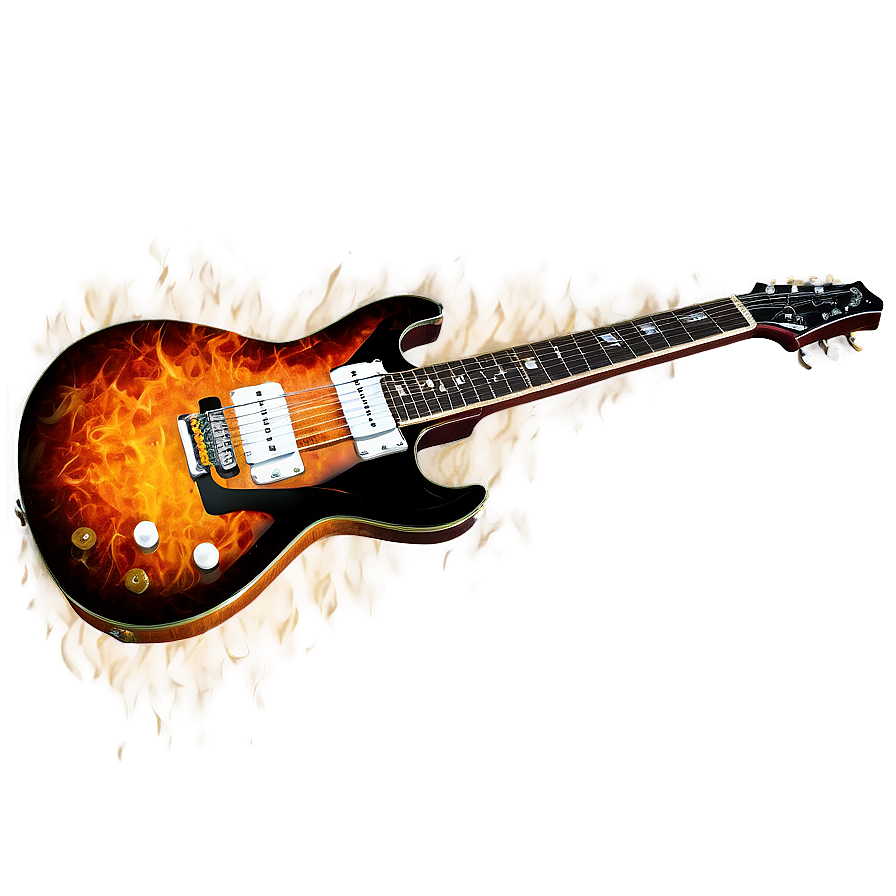 Electric Guitar On Fire Png 05252024 PNG