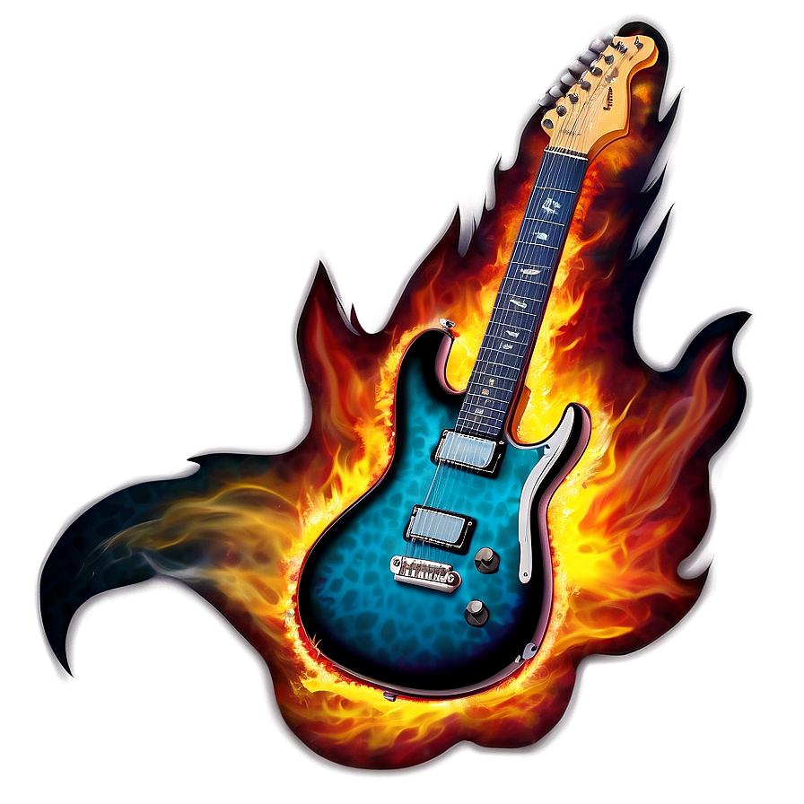 Electric Guitar On Fire Png 05252024 PNG