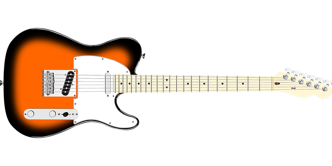 Electric Guitar Orange Black Background PNG