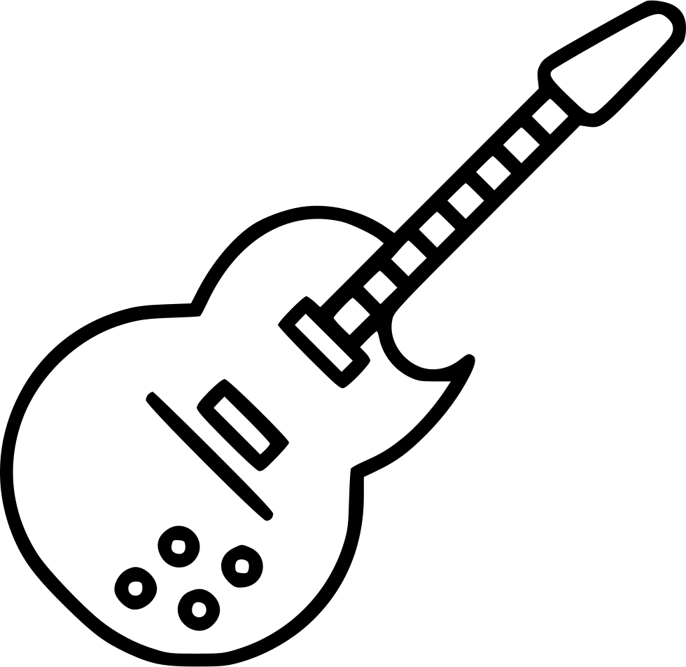 Electric Guitar Outline Drawing PNG