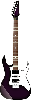 Electric Guitar Purple Black Design PNG