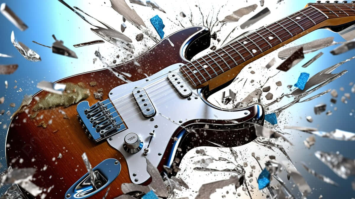 Electric Guitar Shattering Impact Wallpaper