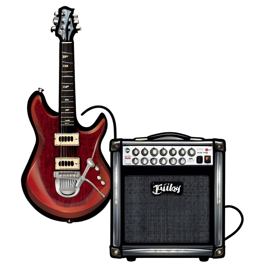 Electric Guitar With Amp Png Vkb PNG