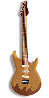 Electric Guitar Wooden Design PNG