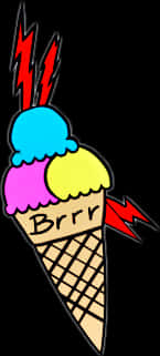 Electric Ice Cream Cone Tattoo Design PNG