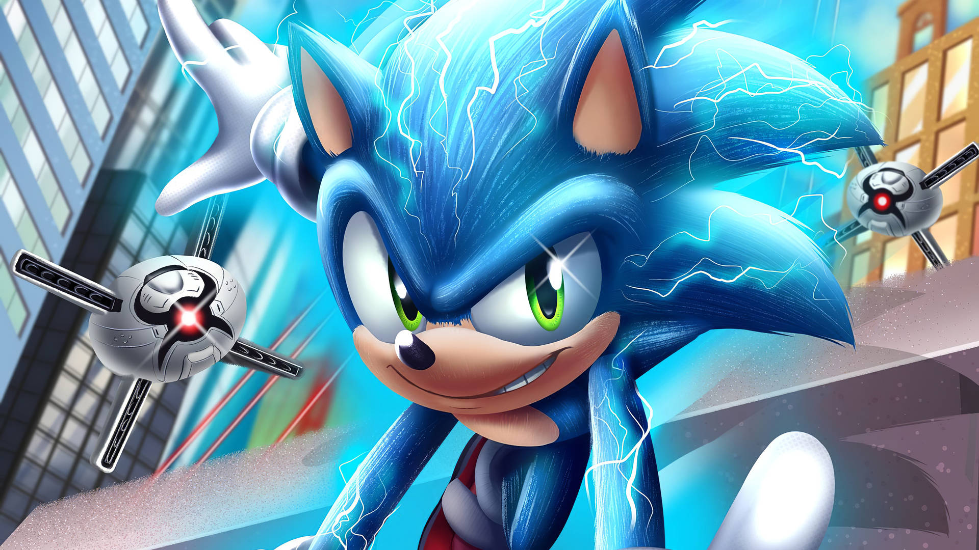Electric Sonic Chase Wallpaper