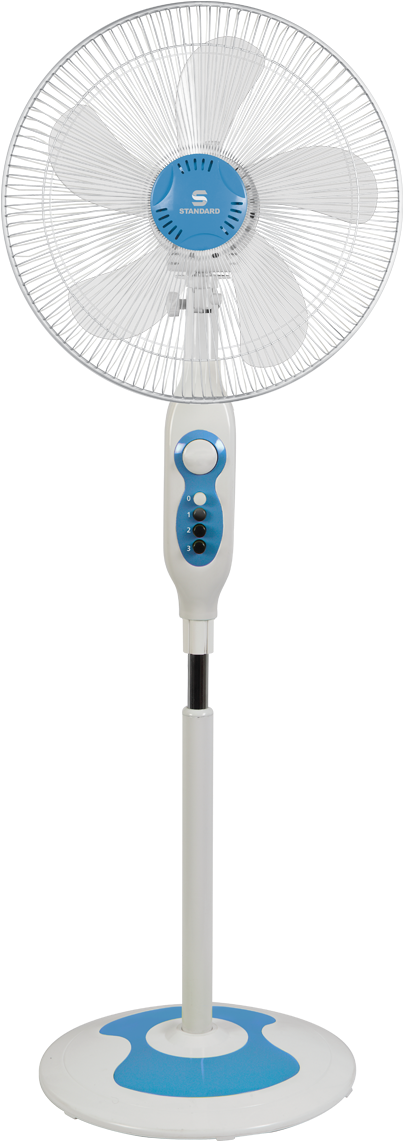 Electric Standing Fan Blue White PNG