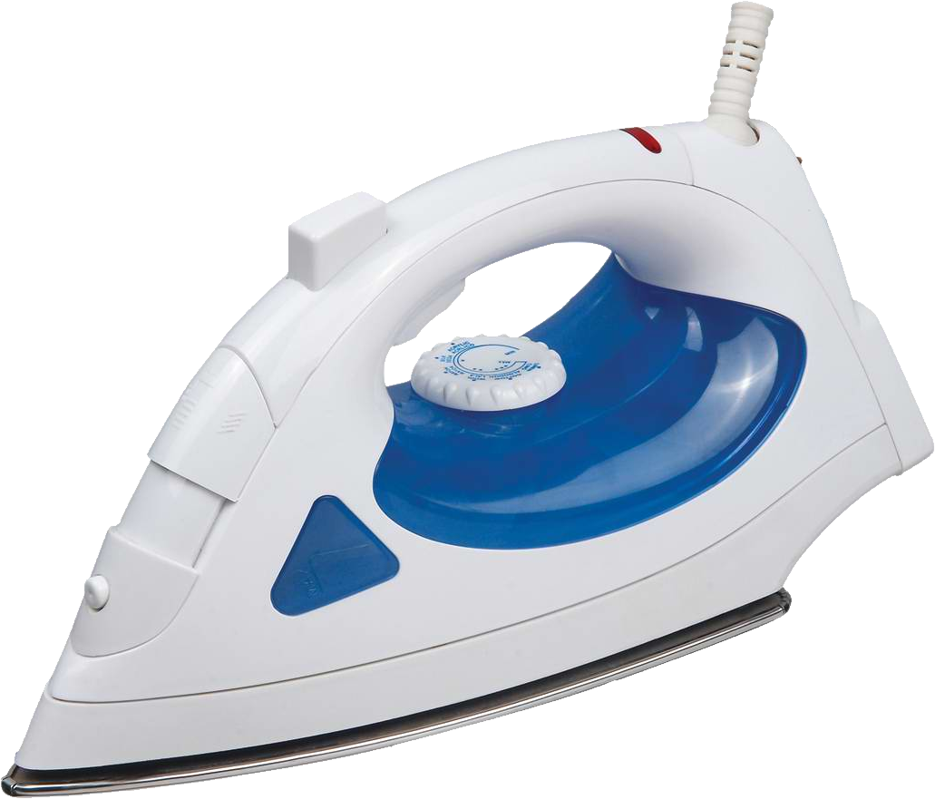 Electric Steam Iron White Blue PNG
