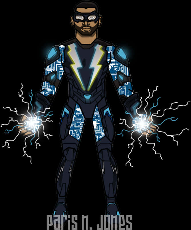 Electric Superhero Artwork PNG