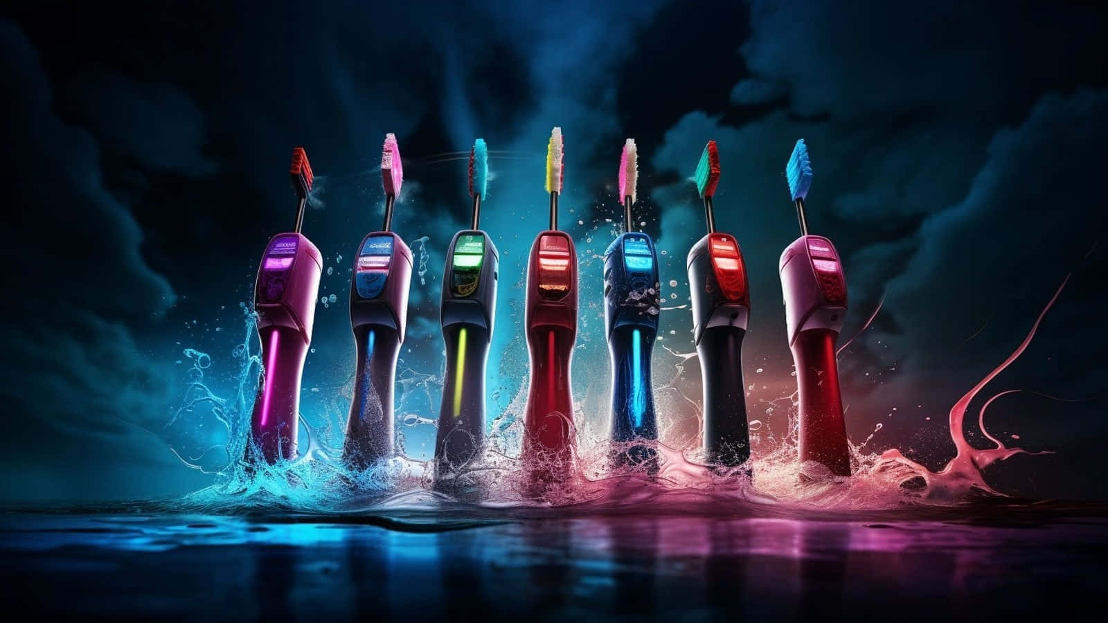 Electric Toothbrushes Colorful Display Wallpaper