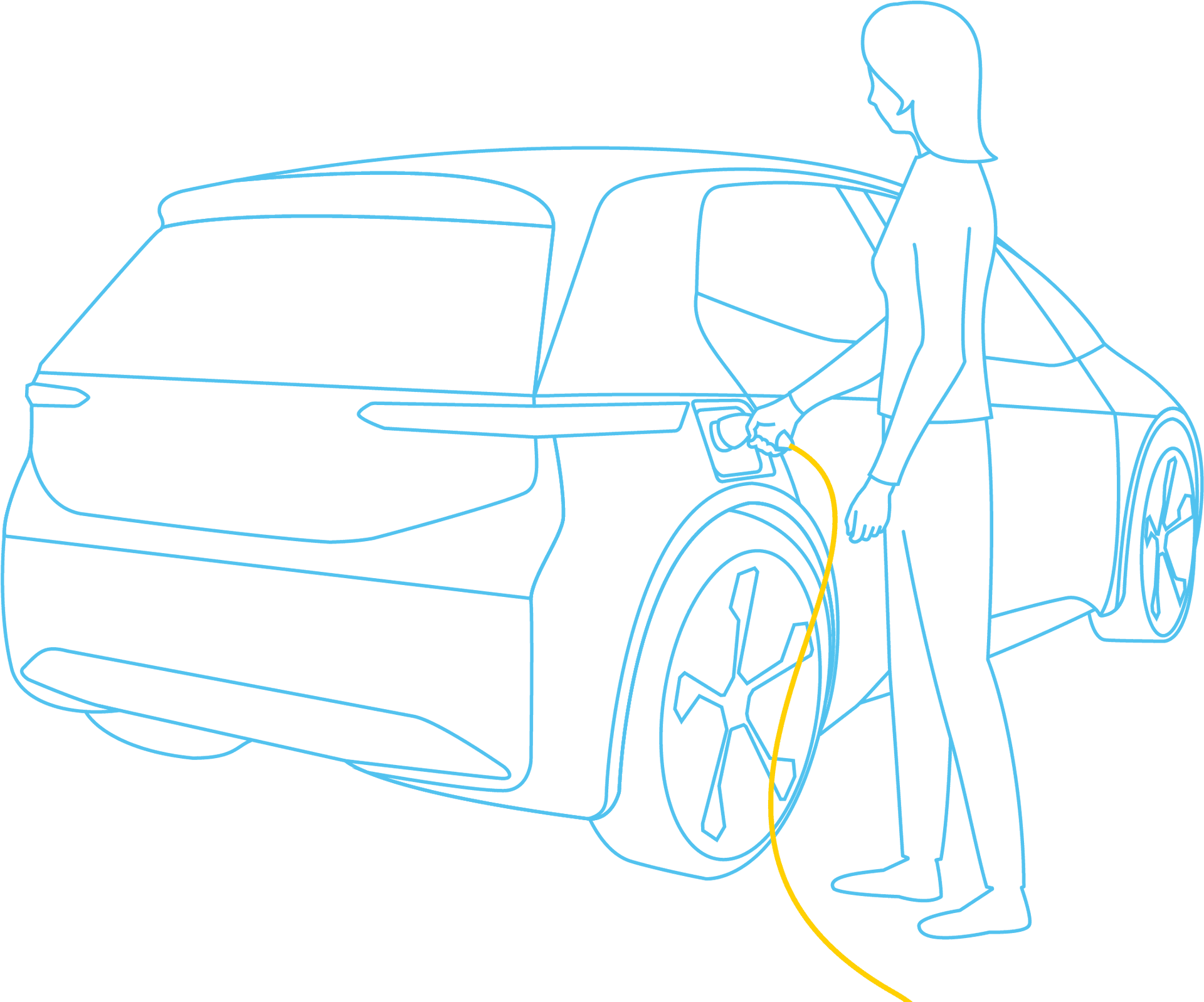 Electric Vehicle Charging Illustration PNG