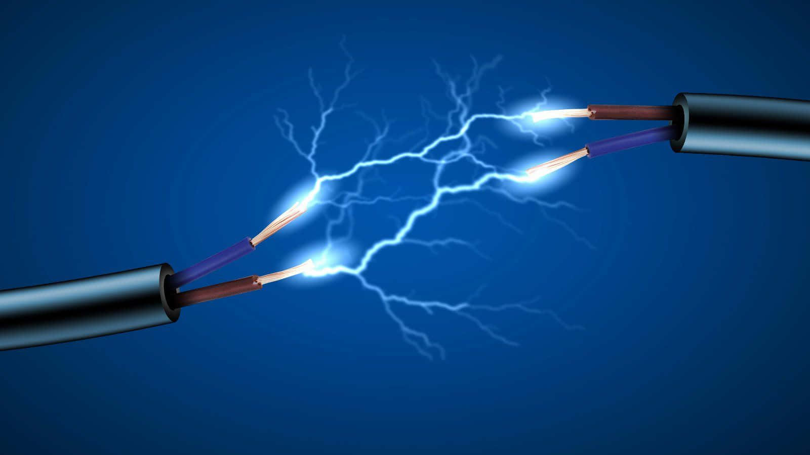Two Electrical Wires With Lightning