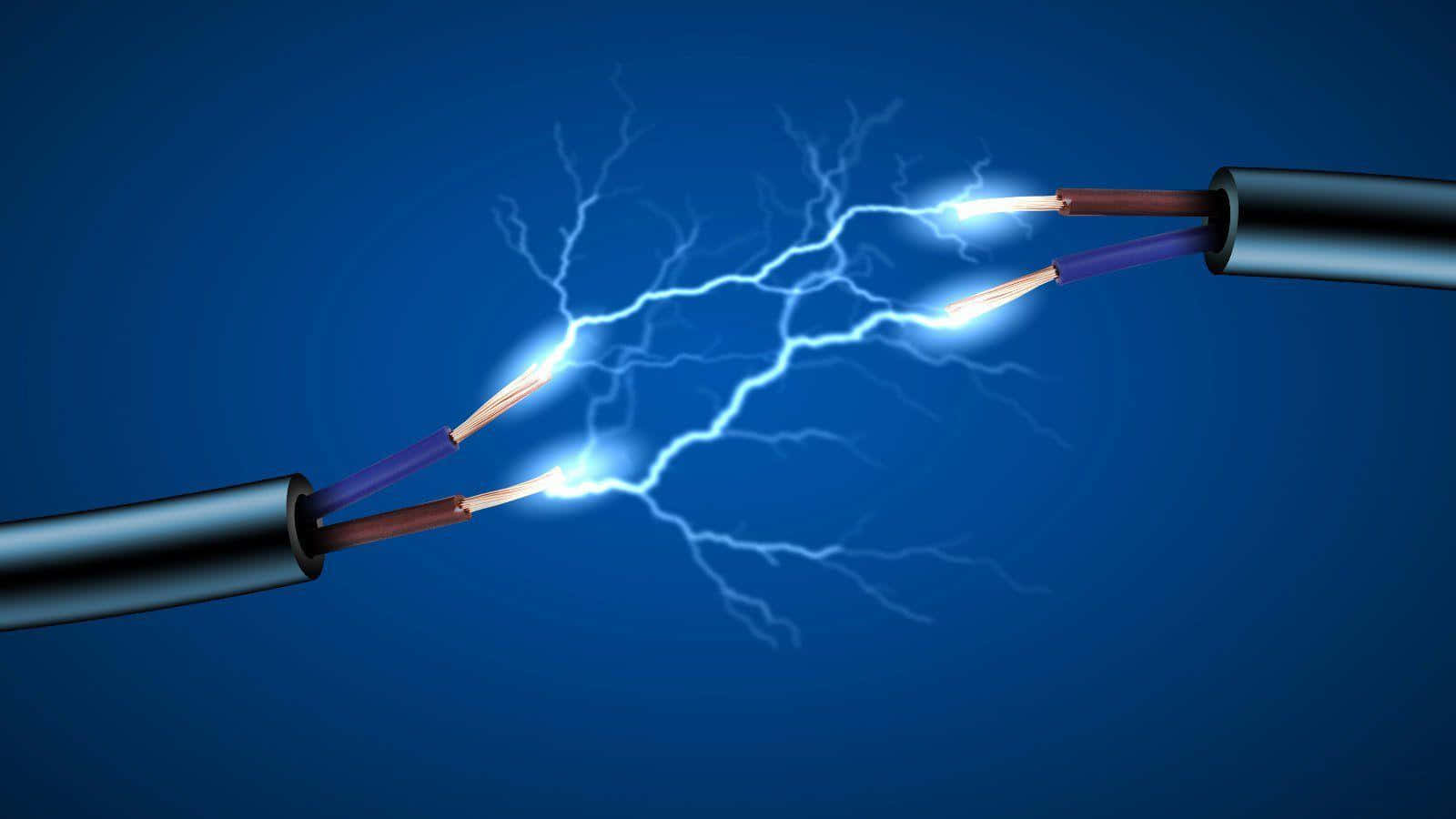 Two Electrical Wires Connected With Lightning