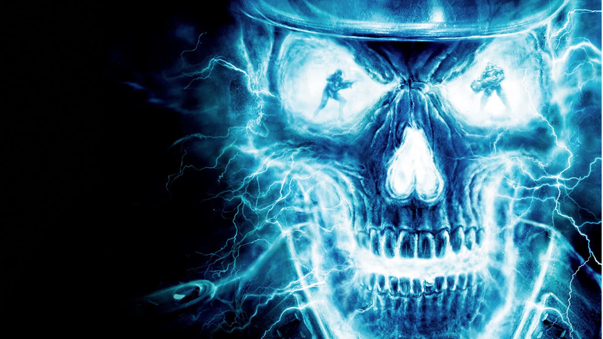Electrifying_ Blue_ Fire_ Skull Wallpaper