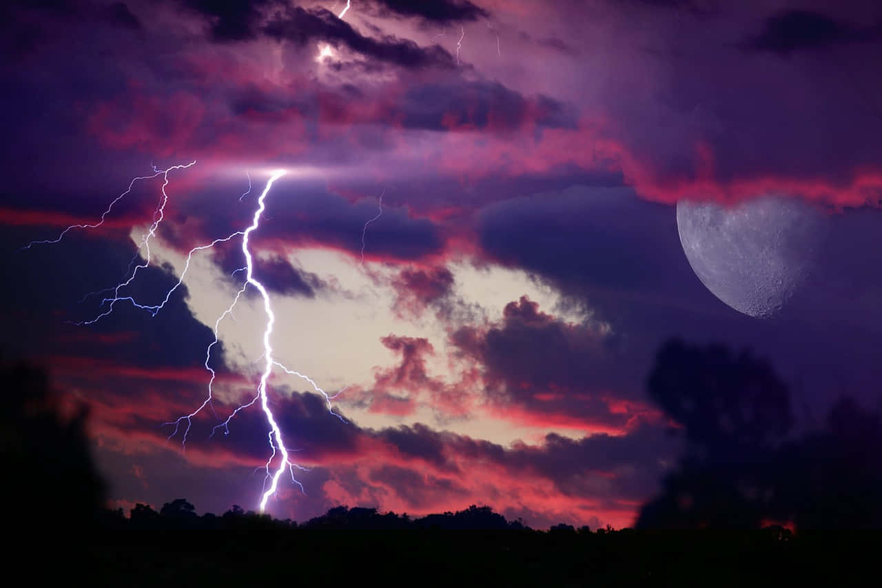 Electrifying_ Moonrise_ Storm Wallpaper