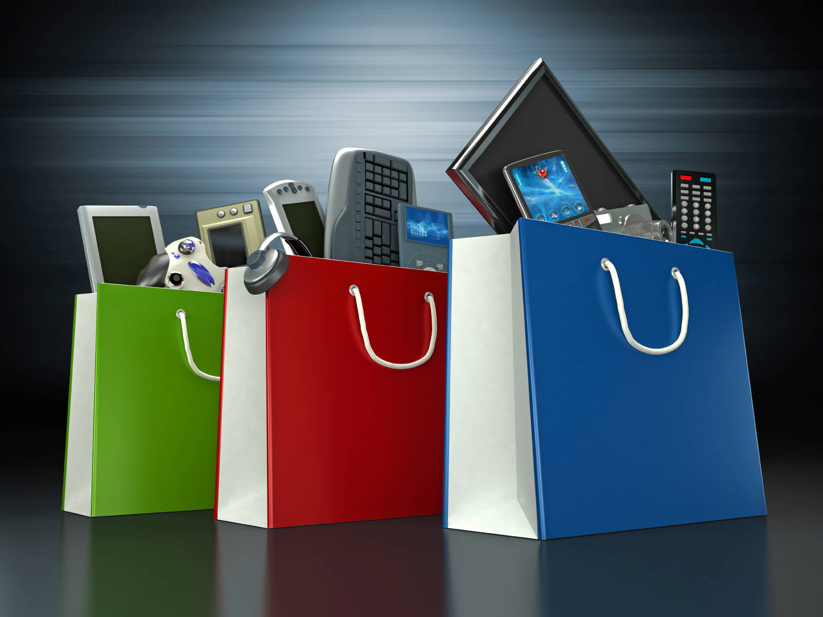 Electronic Products Colorful Shopping Bags Wallpaper