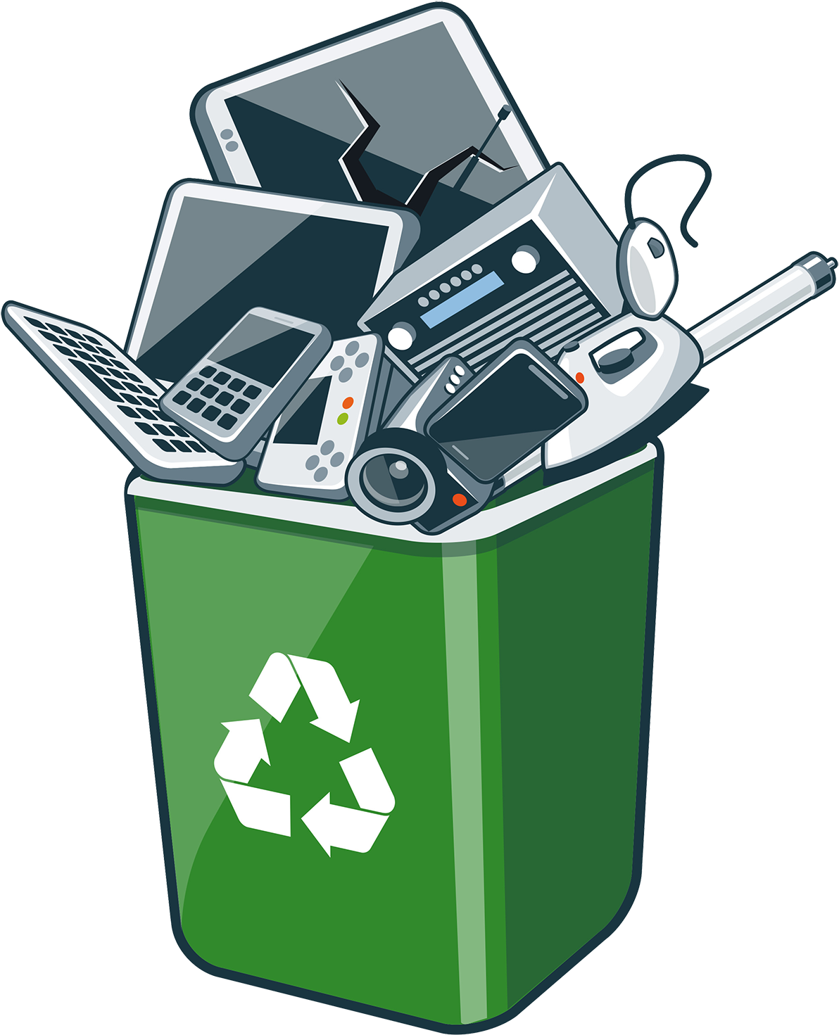 Electronic Waste Recycling Bin PNG