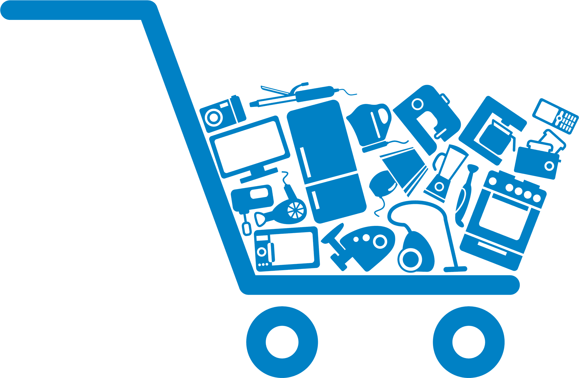 Electronics Filled Shopping Cart PNG