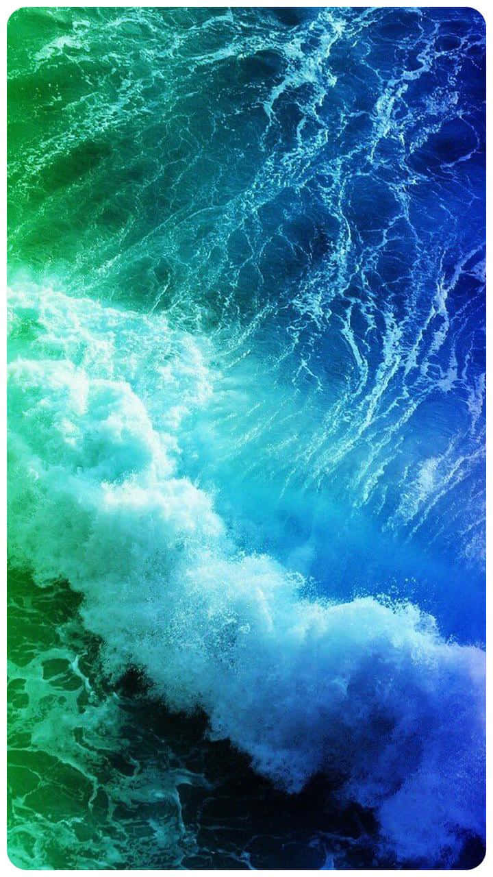 Elegante blå og grønne bølger Wallpaper