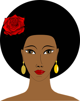 Elegant African Womanwith Rose PNG