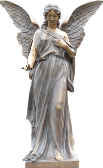 Elegant Angel Statue Sculpture PNG