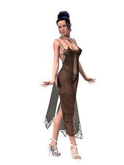 Elegant Animated Woman Evening Dress PNG