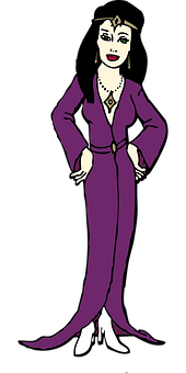 Elegant Animated Womanin Purple Dress PNG