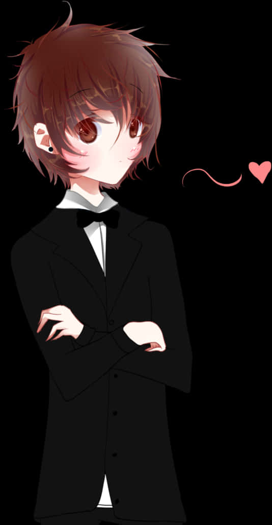 Elegant Anime Boyin Suit PNG