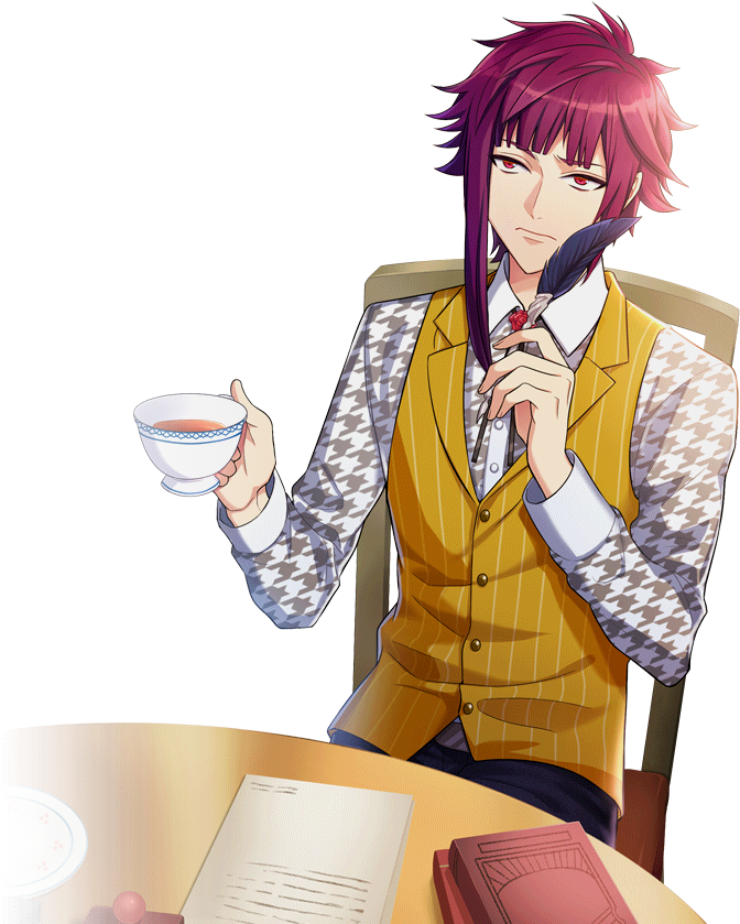 Elegant Anime Character Tea Time PNG