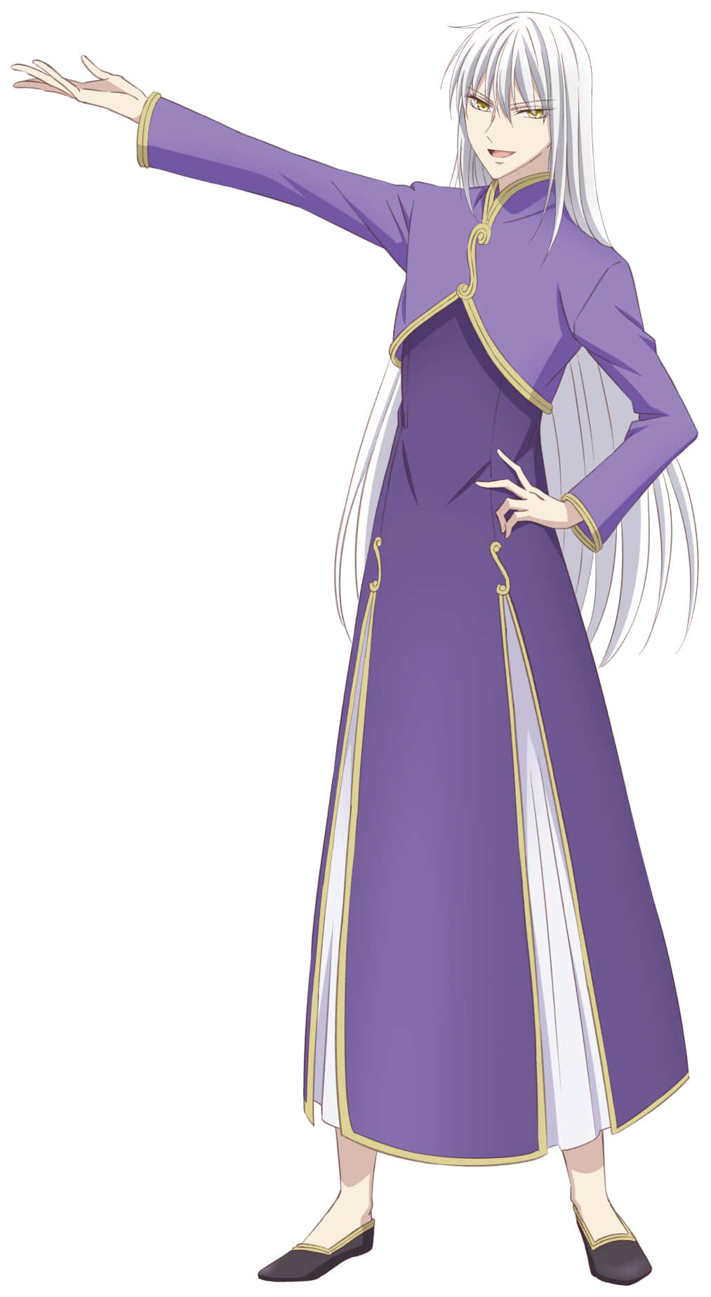 Elegante Anime Personage In Paarse Robe Achtergrond