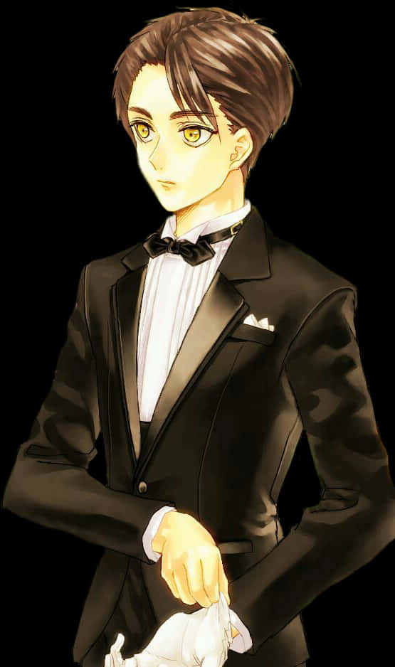 Elegant Anime Characterin Tuxedo PNG