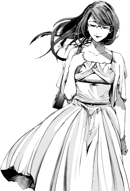 Elegant Anime Girl Monochrome PNG