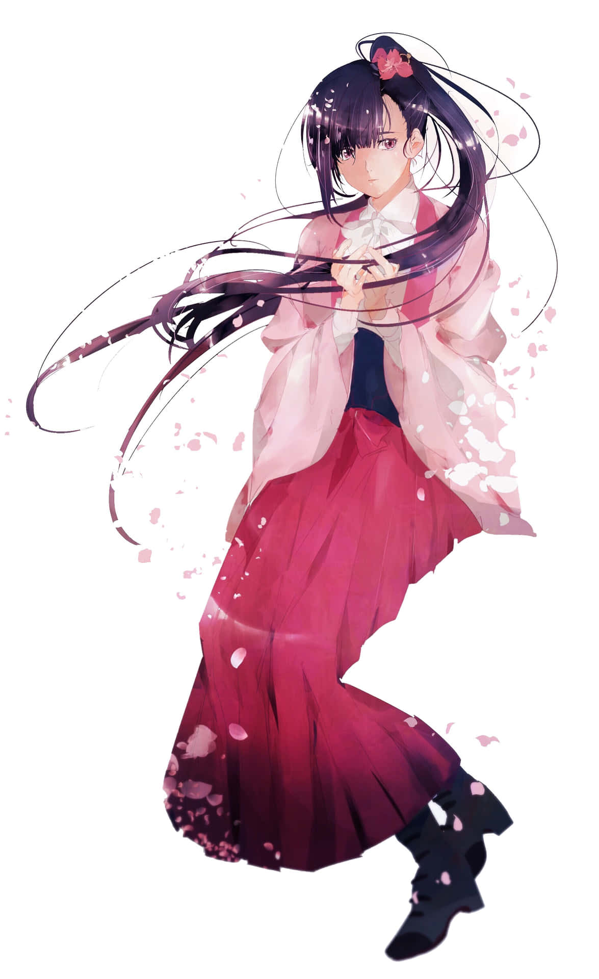 Elegant Anime Girlin Traditional Attire Wallpaper