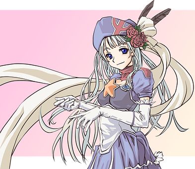 Elegant Anime Girlwith Hat PNG