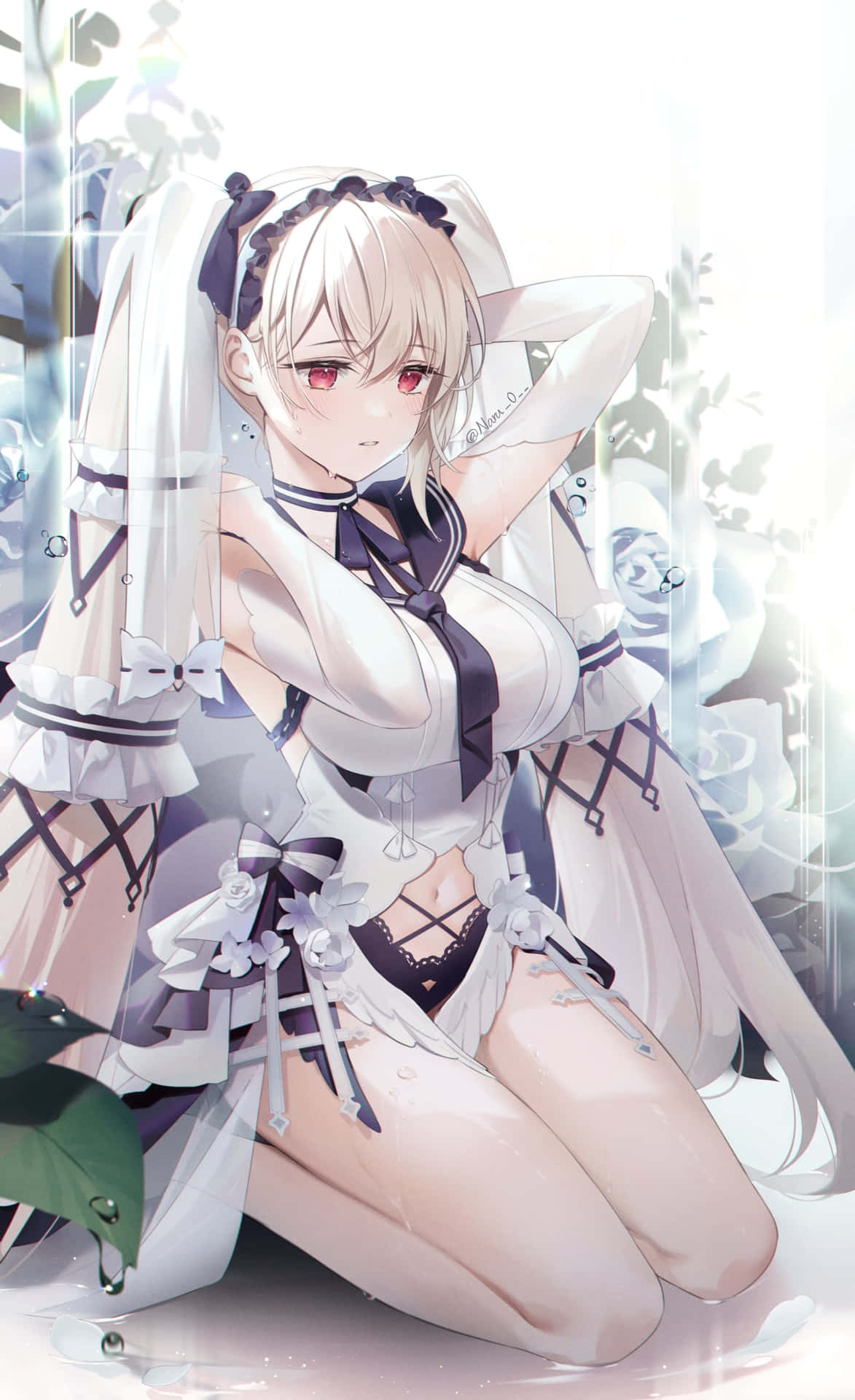 Elegant Anime Maiden White Dress Wallpaper