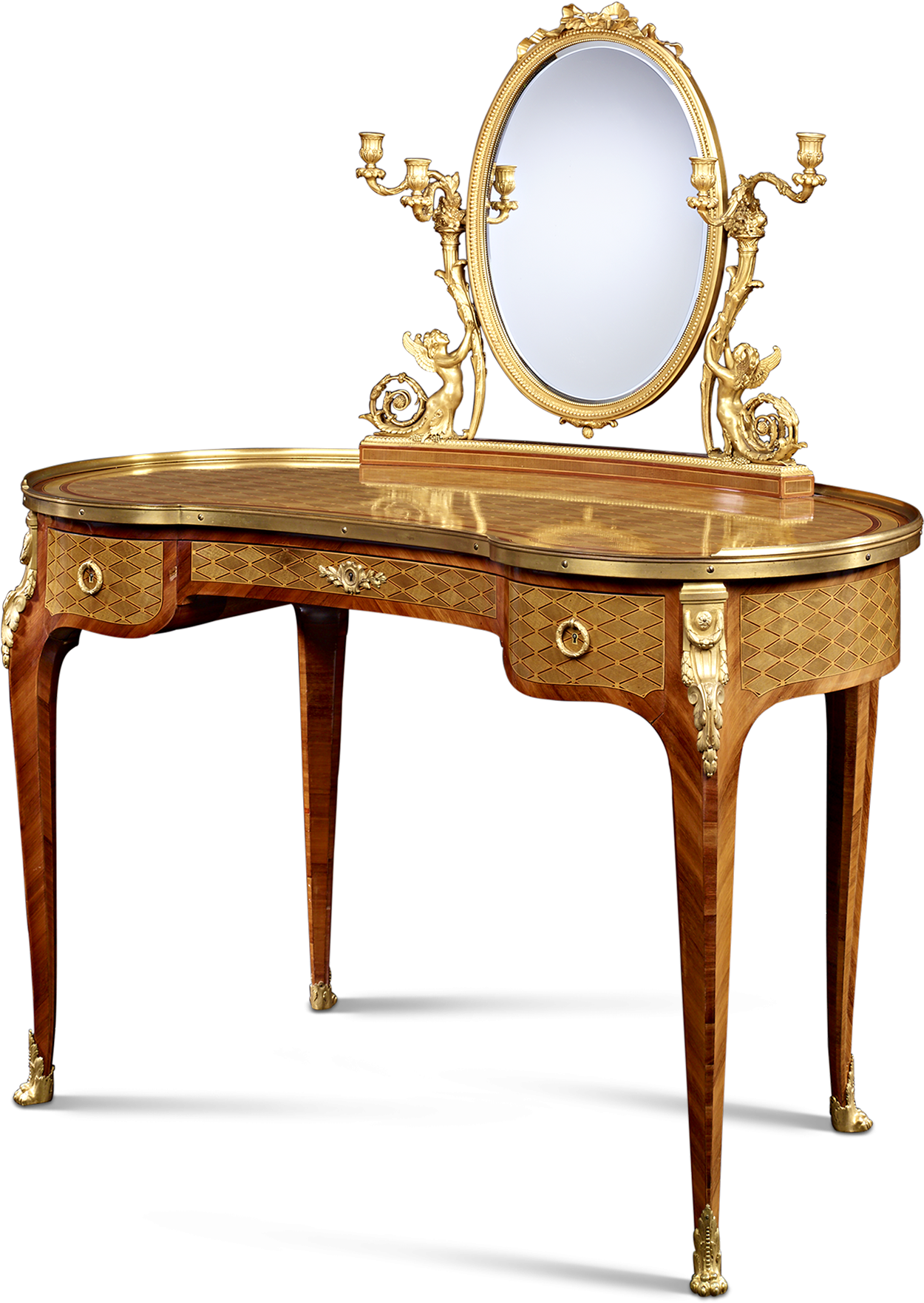 Elegant Antique Dressing Tablewith Mirror PNG